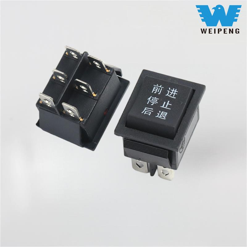 KCD4 fekete 31*25mm 6 tűs 3 állású 16A 250V billenőkapcsoló