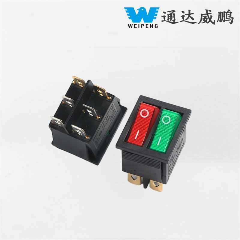 Kcd4 Double Rocker Boat Switch 6 tűs piros és zöld lámpákkal