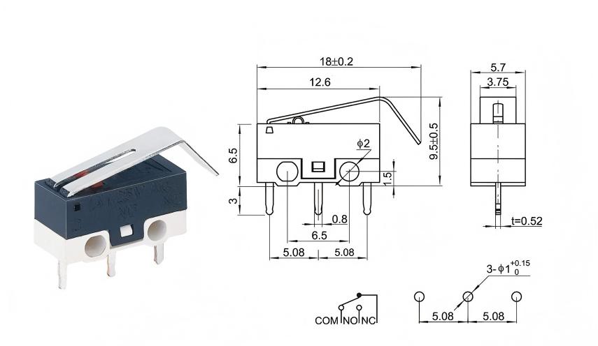 Ezüst DOT ívelt fogantyús egérkapcsoló